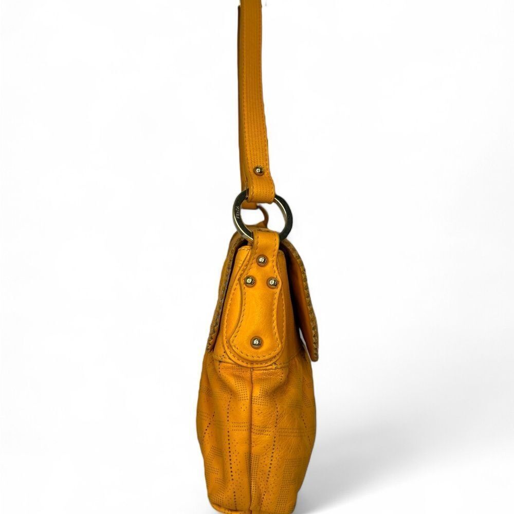 FENDI Chef Small Orange Perforated FF Zucca Calfskin Shoulder Bag - Picture 11 of 16